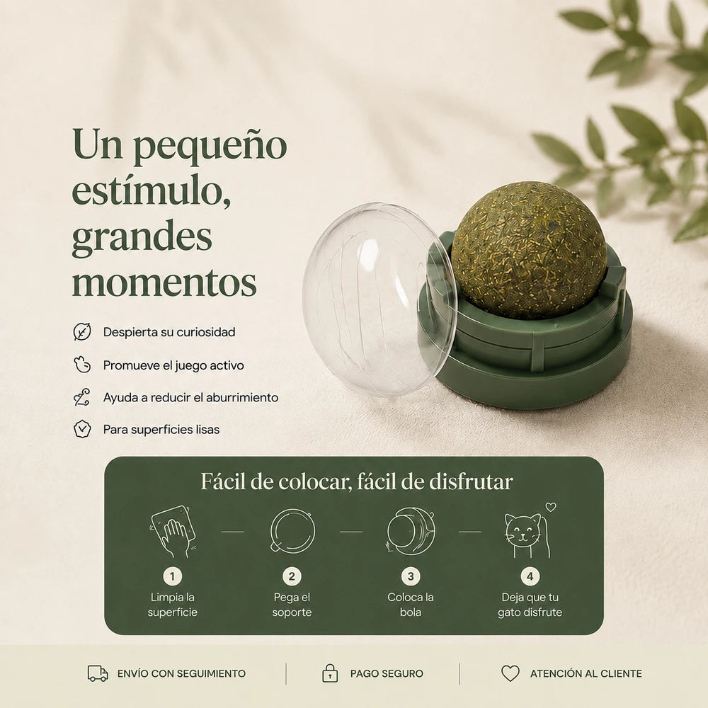 CatniPurr | Bola de Catnip Adhesiva Giratoria para Gatos