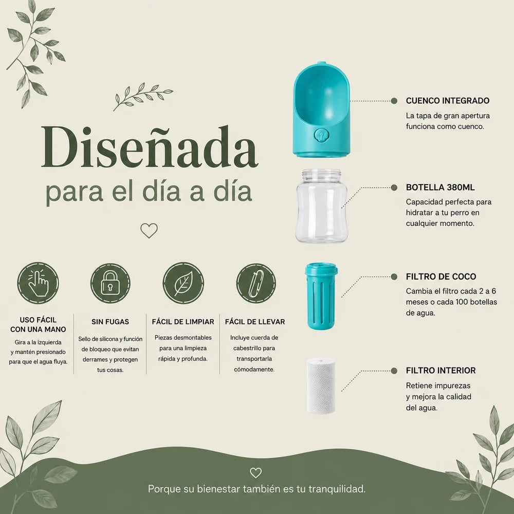 AquaPaw | Botella de Agua Portátil para Perros